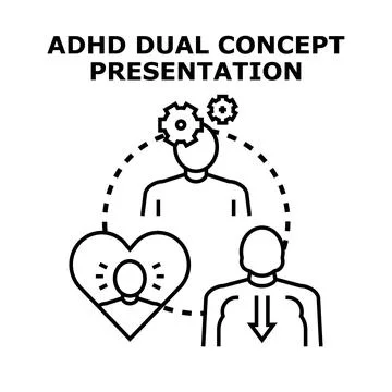 Adhd dual concept presentation mental regulation Stock Illustration