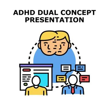 Adhd dual concept presenting focus and executive function challenges Stock Illustration