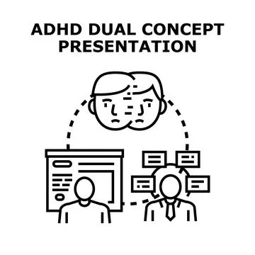 Adhd dual concept presenting focus and executive function challenges Stock Illustration