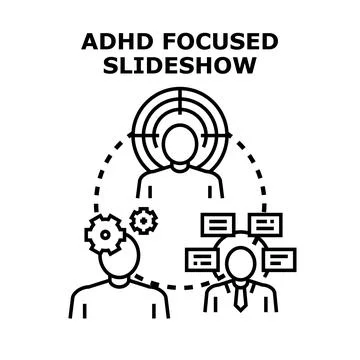 Adhd focused slideshow for concentration and attention Stock Illustration