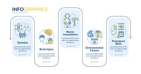 ADHD genetic causes rectangle infographic vector Stock Illustration