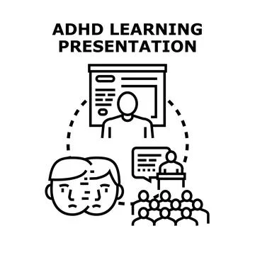 Adhd learning and presentation attention concept Stock Illustration