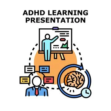 Adhd learning process and mental health presentation Stock Illustration