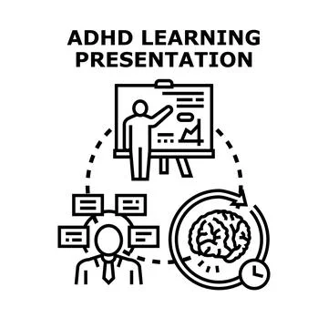 Adhd learning process and mental health presentation Stock Illustration