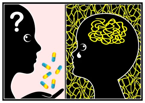 ADHD Medication Yes or No Illustrazione stock
