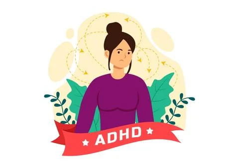 ADHD or Attention Deficit Hyperactivity Disorder Vector Illustration with K.. Stock Illustration