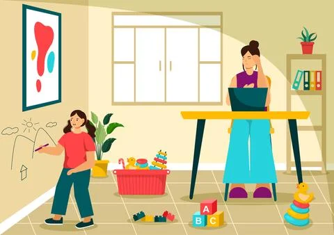 ADHD or Attention Deficit Hyperactivity Disorder Vector Illustration with K.. Stock Illustration