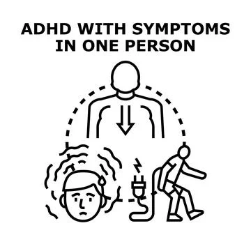 Adhd symptoms affecting a person's focus and energy Stock Illustration