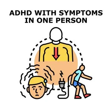 Adhd symptoms affecting a person's focus and energy Stock Illustration