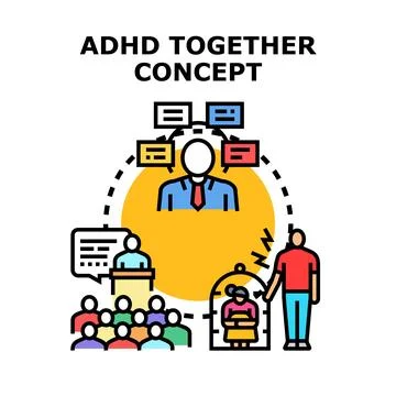 Adhd together supporting attention deficit hyperactivity disorder concept Stock Illustration