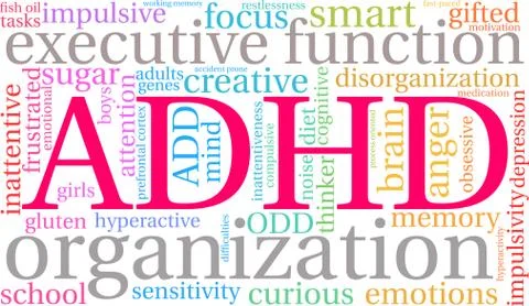 ADHD Word Cloud Stock Illustration