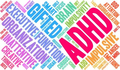 ADHD Word Cloud 스톡 일러스트