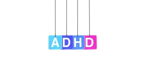 ADHD Word or Text Hang and Bouncing Animation on White Background Stock Footage 302030817