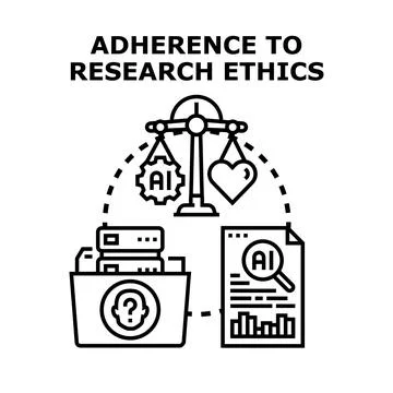 Adherence to research ethics concept balancing artificial intelligence 库存插图