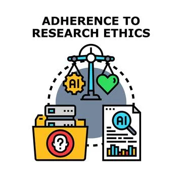 Adherence to research ethics concept balancing artificial intelligence 库存插图