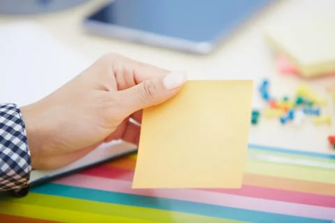 Adhesive note at office Stock Photos