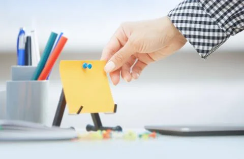 Adhesive note at office Stock Photos