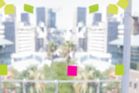 Adhesive notes on glass window Ilustración de archivo