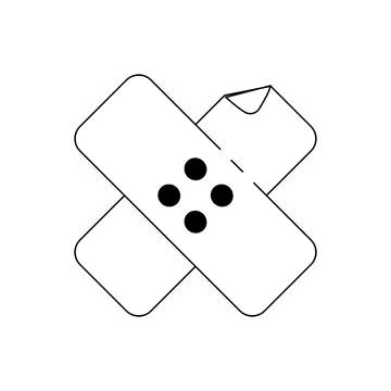 Adhesive plaster line doodle icon. Adhesive bandage as medical Stock Illustration