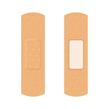 Adhesive plasters set on white background. Realistic medical plasters with tw Stock Illustration