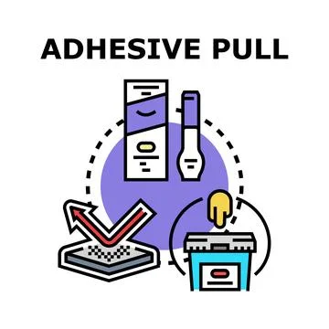 Adhesive pull test showing product and application Stock Illustration