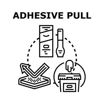Adhesive pull test showing product and application Stock Illustration