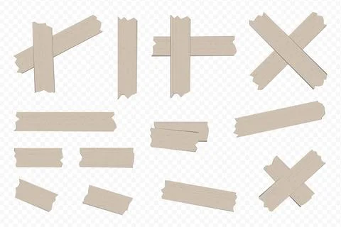 Adhesive Tape Collection Vector Set Sticky Strips in Various Shapes Иллюстрация