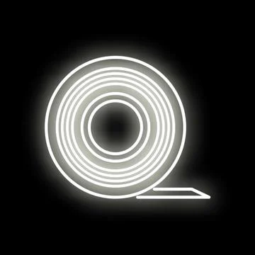 Adhesive tape roll glowing white neon light sign Stock Illustration