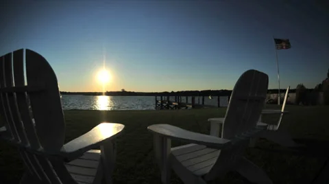 Adirondack chairs time lapse Stock Footage 34446509