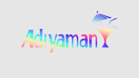 Adiyaman. Multicolor Animated text. Transparent Alpha channel. 4K video. Video stock 154594424