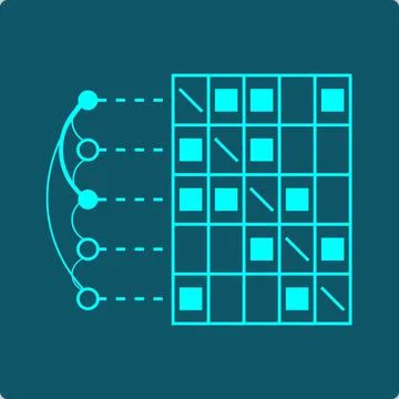 Adjacency Matrix Icon - Graph Linked to a Symmetric Binary Grid イラスト素材