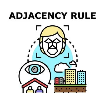 Adjacency rule enforcing proximity data management Stock Illustration