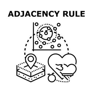 Adjacency rule principle applying proximity and network analysis Stock Illustration