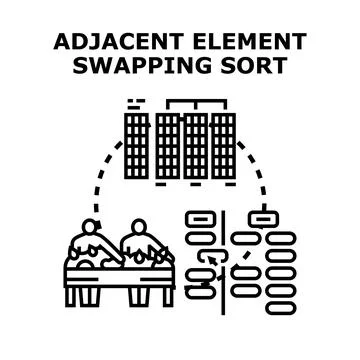 Adjacent element swapping sort algorithm concept illustration Stock-Illustration