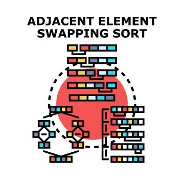 Adjacent element swapping sort vector concept Stock Illustration