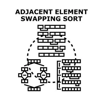 Adjacent element swapping sort vector concept Stock Illustration