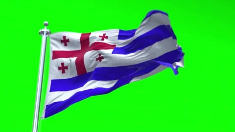 Adjara Flag Waving in Loopable and Textured green screen background Stock Footage 296876356