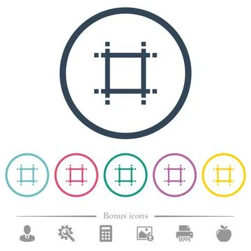 Adjust canvas size flat color icons in round outlines Stock Illustration