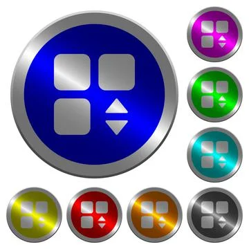 Adjust component luminous coin-like round color buttons Illustrazione stock