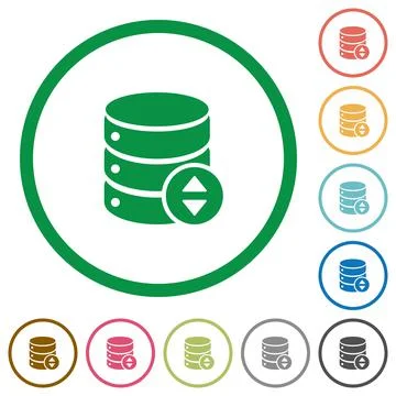 Adjust database value flat icons with outlines Stock Illustration