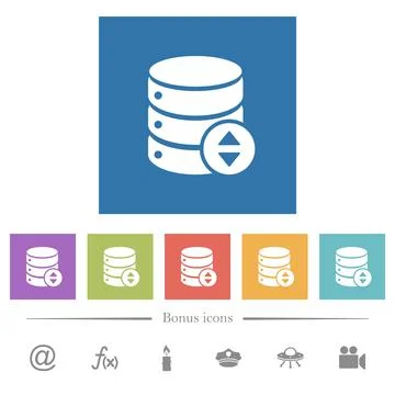 Adjust database value flat white icons in square backgrounds 库存插图