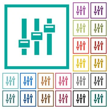 Adjust flat color icons with quadrant frames 스톡 일러스트