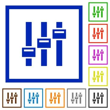 Adjust flat framed icons Stock Illustration