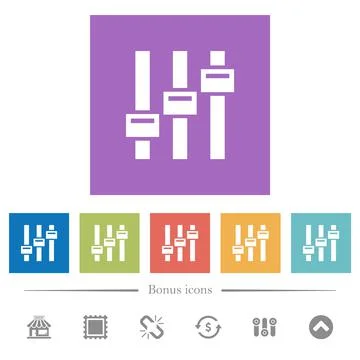 Adjust flat white icons in square backgrounds Stockillustratie