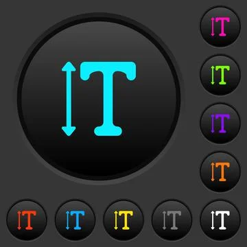 Adjust font height dark push buttons with color icons Stock Illustration