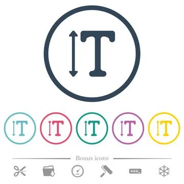 Adjust font height flat color icons in round outlines Stock Illustration