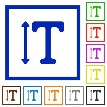 Adjust font height flat framed icons Stock Illustration