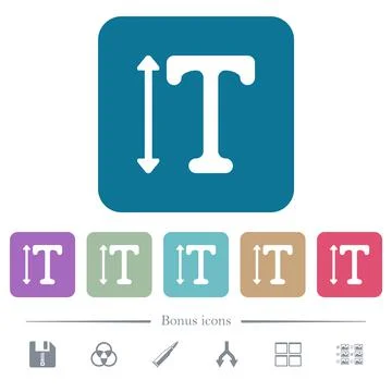 Adjust font height flat icons on color rounded square backgrounds Stock Illustration