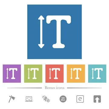 Adjust font height flat white icons in square backgrounds Stock Illustration