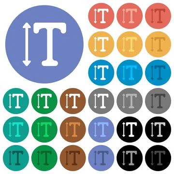 Adjust font height round flat multi colored icons Stock Illustration